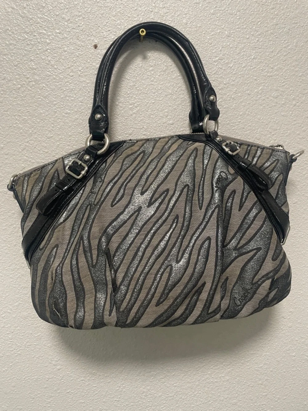 Y2K Coach Zebra Print Satchel in Black and Silver - Picture 2 of 13